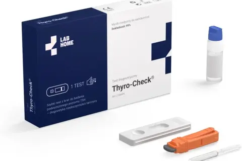 Zestaw do samokontroli Thyro-Check do diagnostyki niedoczynności tarczycy. Szybki test poziomu TSH z krwi.