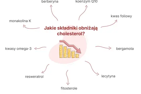 Monakolina K, bergamota, kwasy omega-3 i inne składniki obniżają cholesterol. Pamiętaj o potencjalnych skutkach ubocznych.