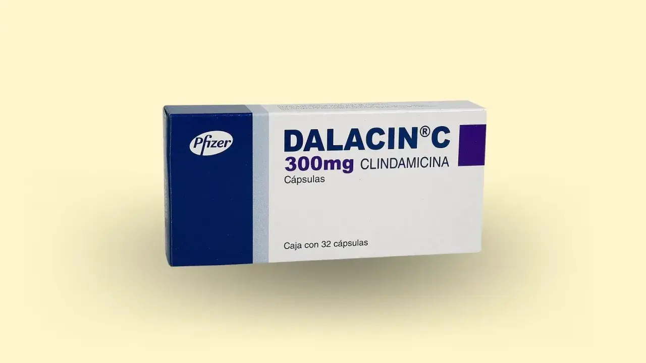 Opakowanie Dalacin C 300mg z klindamycyną, antybiotyk na ból ucha i zębów.