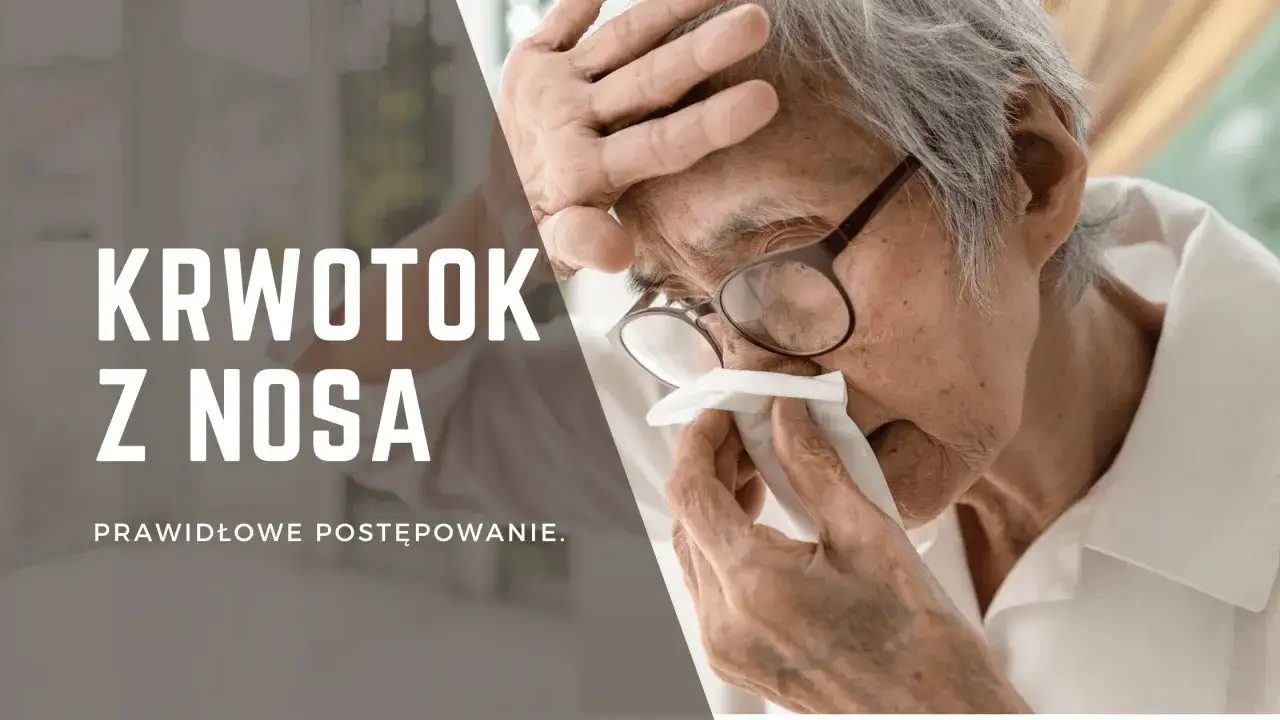 Starszy mężczyzna z okularami przykłada chusteczkę do nosa. Tekst: